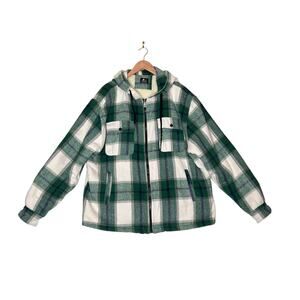 Scodi mens size 2XL shacket zip-up green/white pockets outdoors hiking gorpcore